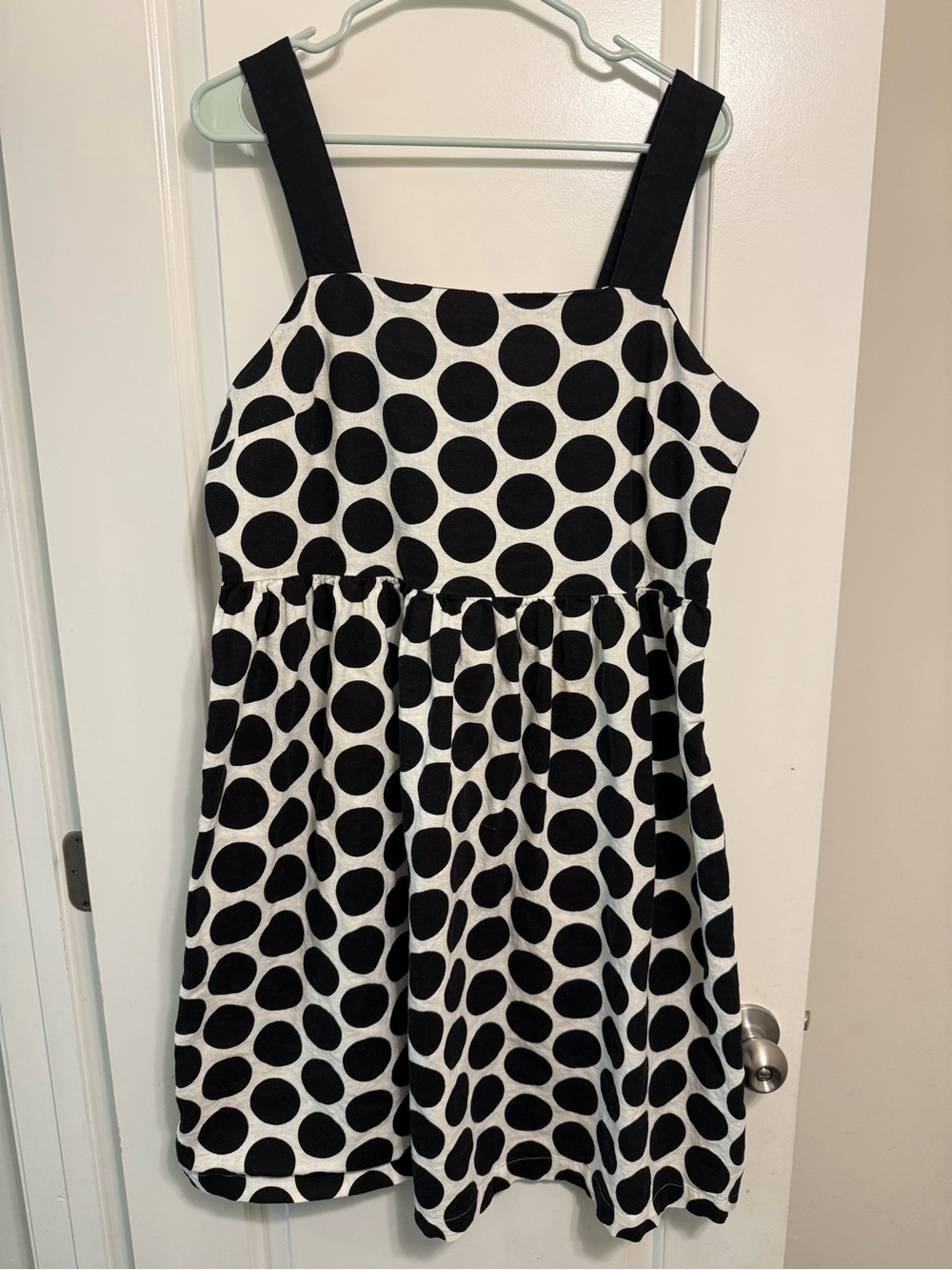 Who What Wear Black and White Polka Dot Linen Blend Dress